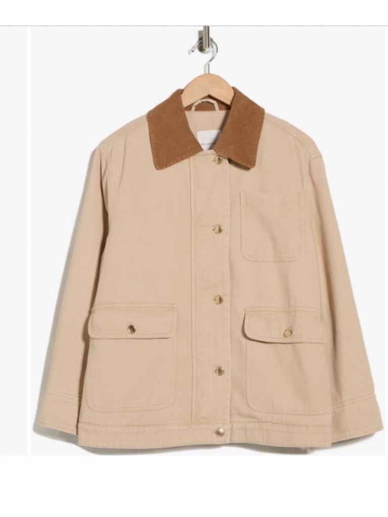 Avec Les Filles Relaxed Fit Barn Jacket Parchment Sz Xl